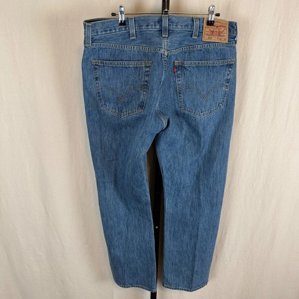 Levis 501 Jeans Mens 38x30 (36x29) Blue Denim‎ Straight Leg Button Fly